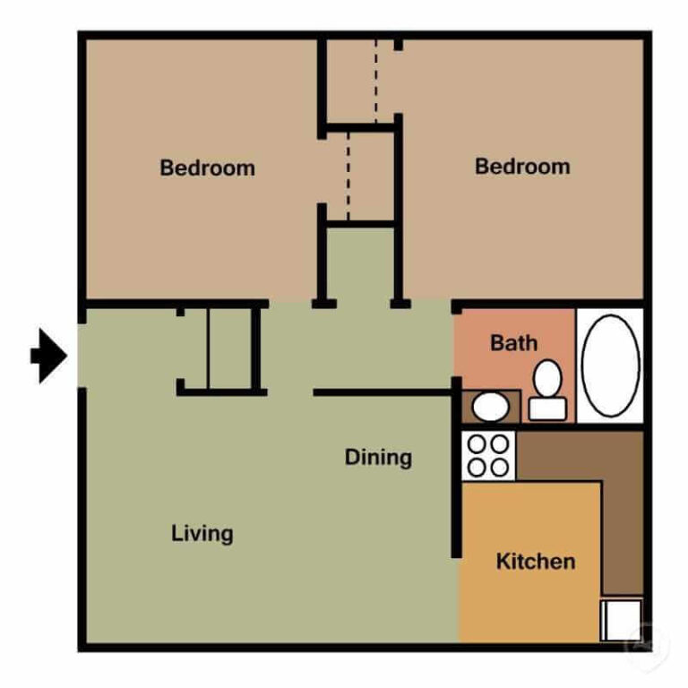 Floorplan for Shadow Glen Apartments Monroe, Louisiana