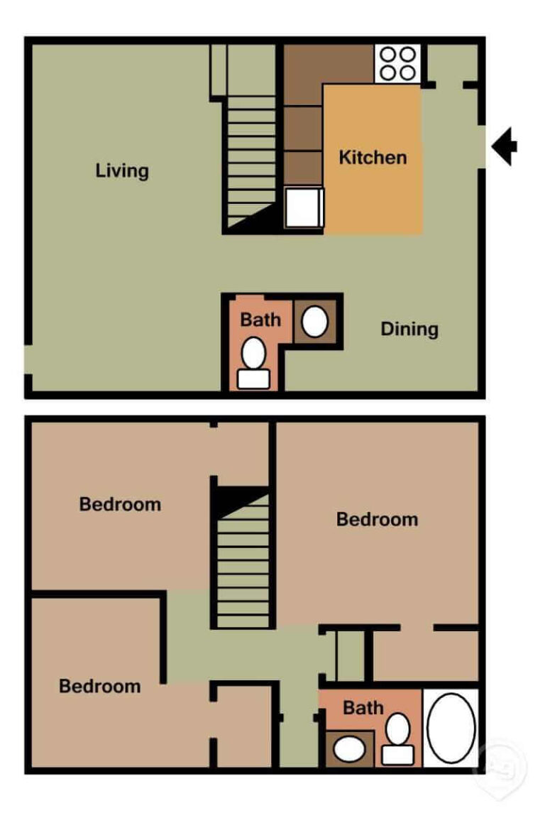 Floorplan for Shadow Glen Apartments Monroe, Louisiana